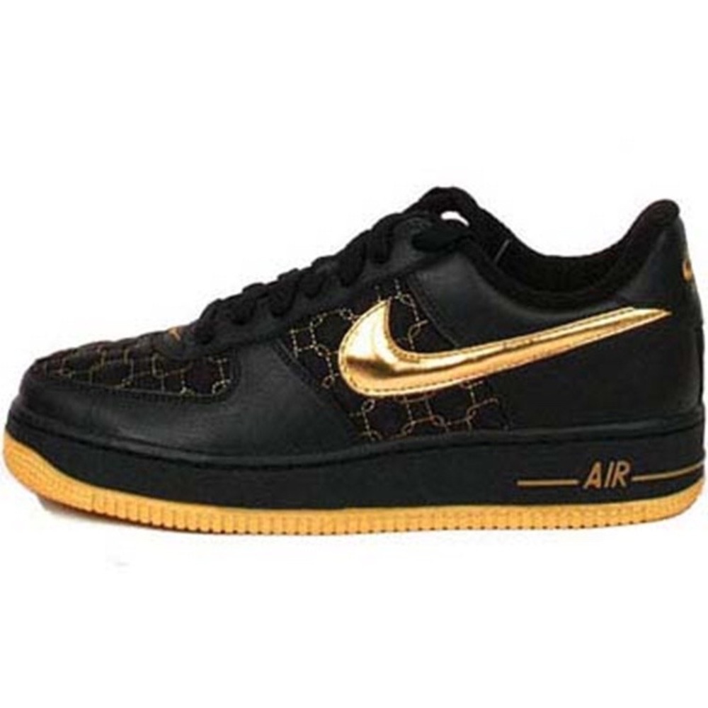 NIKE Air Force 1 Low Black Gold Kid's Sneakers - US 4Y